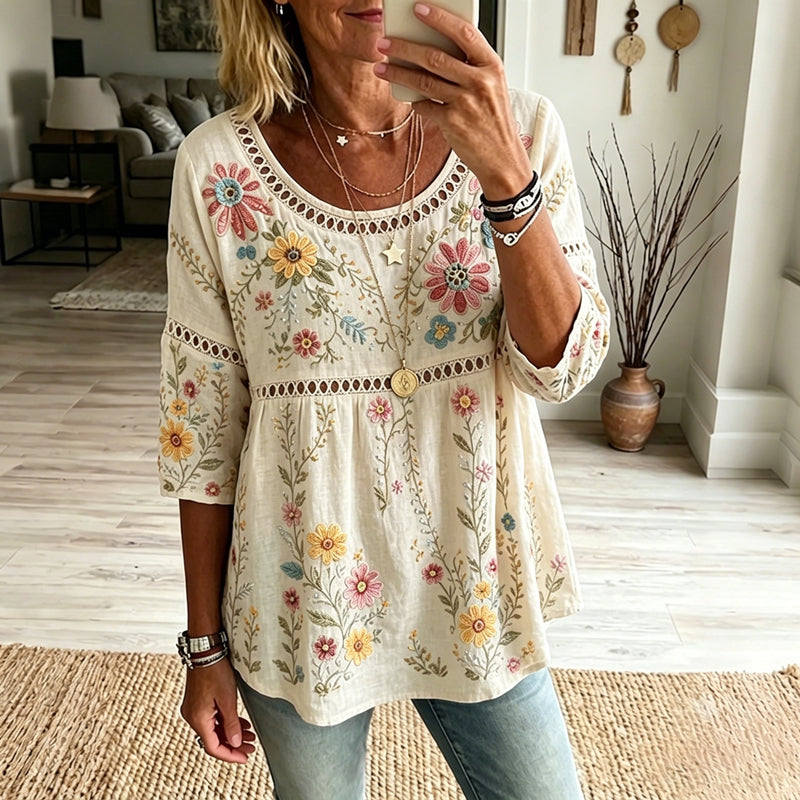 Iola | Blusa Vintage con Estampado Floral