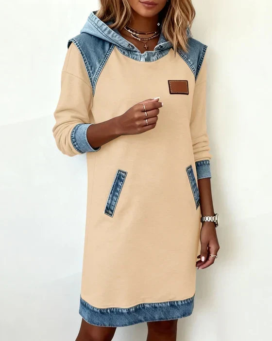 Alexa | Vestido con Capucha de Contraste Acogedor