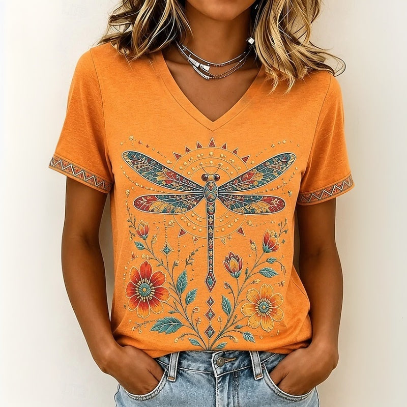 Jola | Camiseta Informal con Estampado de Libelulas