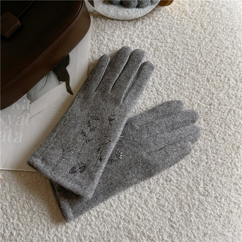 Hswa | Guantes Cálidos Bordados con Flores