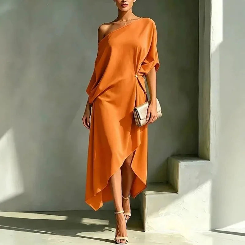 Giuliana | Vestido midi elegante de un solo hombro para mujer