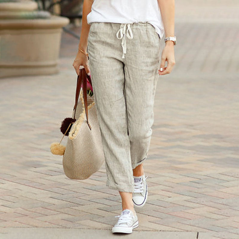 Thea | Pantalón Recto Informal - Algodón y Lino