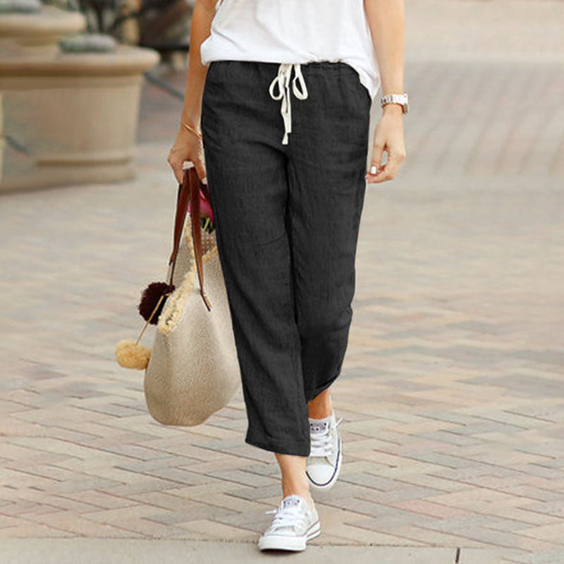 Thea | Pantalón Recto Informal - Algodón y Lino