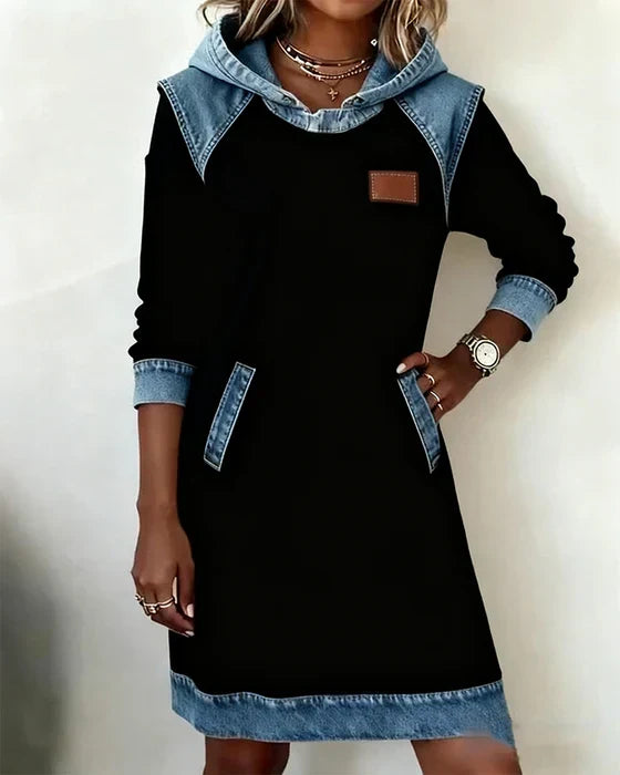 Alexa | Vestido con Capucha de Contraste Acogedor