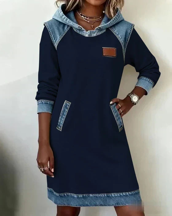 Alexa | Vestido con Capucha de Contraste Acogedor