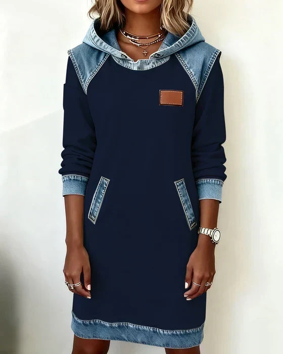 Alexa | Vestido con Capucha de Contraste Acogedor