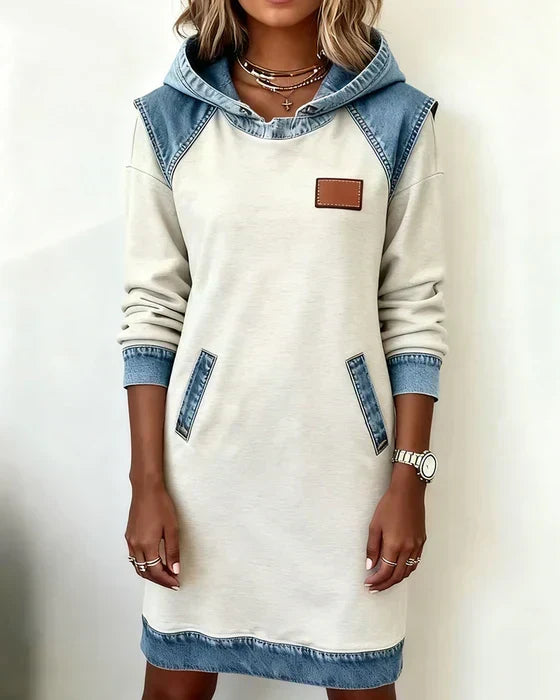 Alexa | Vestido con Capucha de Contraste Acogedor