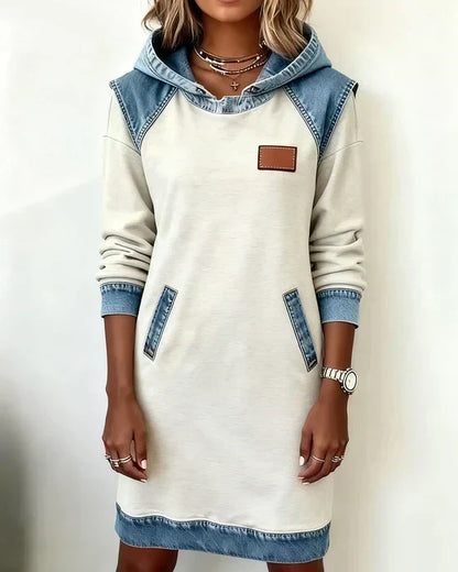 Alexa | Vestido con Capucha de Contraste Acogedor