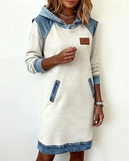 Alexa | Vestido con Capucha de Contraste Acogedor