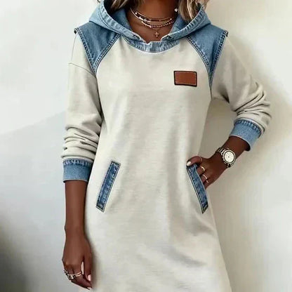 Alexa | Vestido con Capucha de Contraste Acogedor