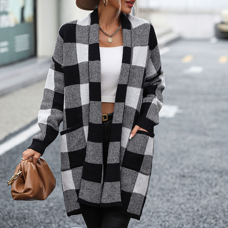 Aina | Cardigan de Punto Informal a Cuadros