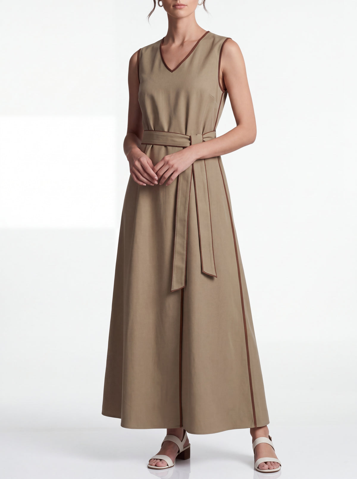 Eleonora | Vestido largo para mujer con ribete en contraste