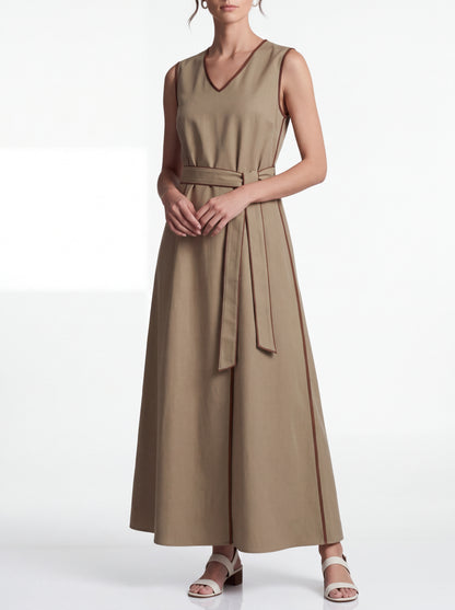 Eleonora | Vestido largo para mujer con ribete en contraste