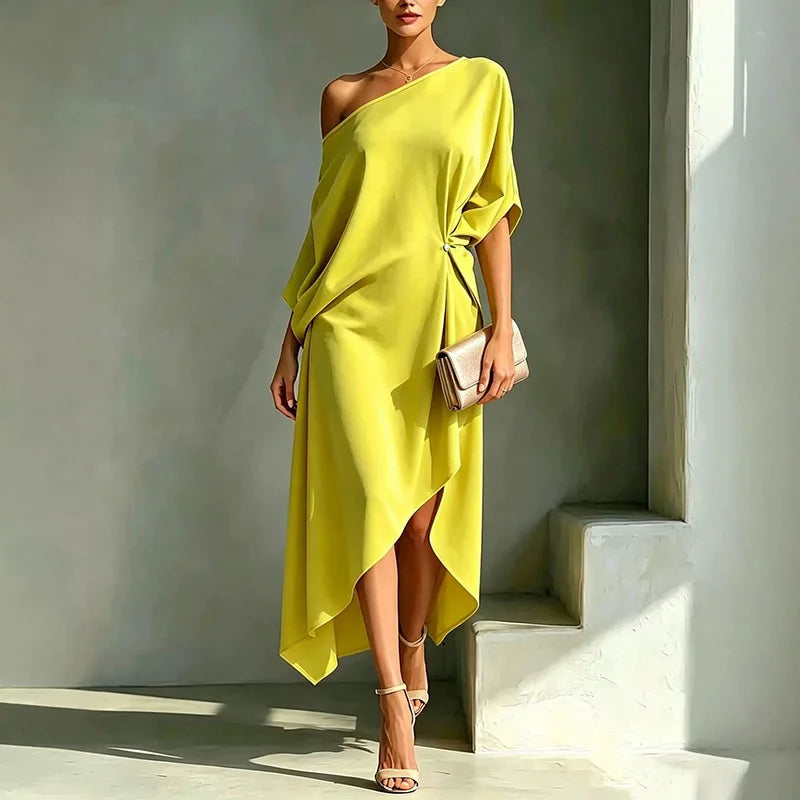 Giuliana | Vestido midi elegante de un solo hombro para mujer