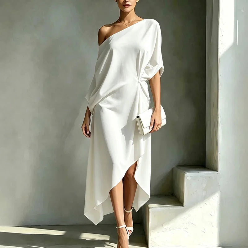 Giuliana | Vestido midi elegante de un solo hombro para mujer